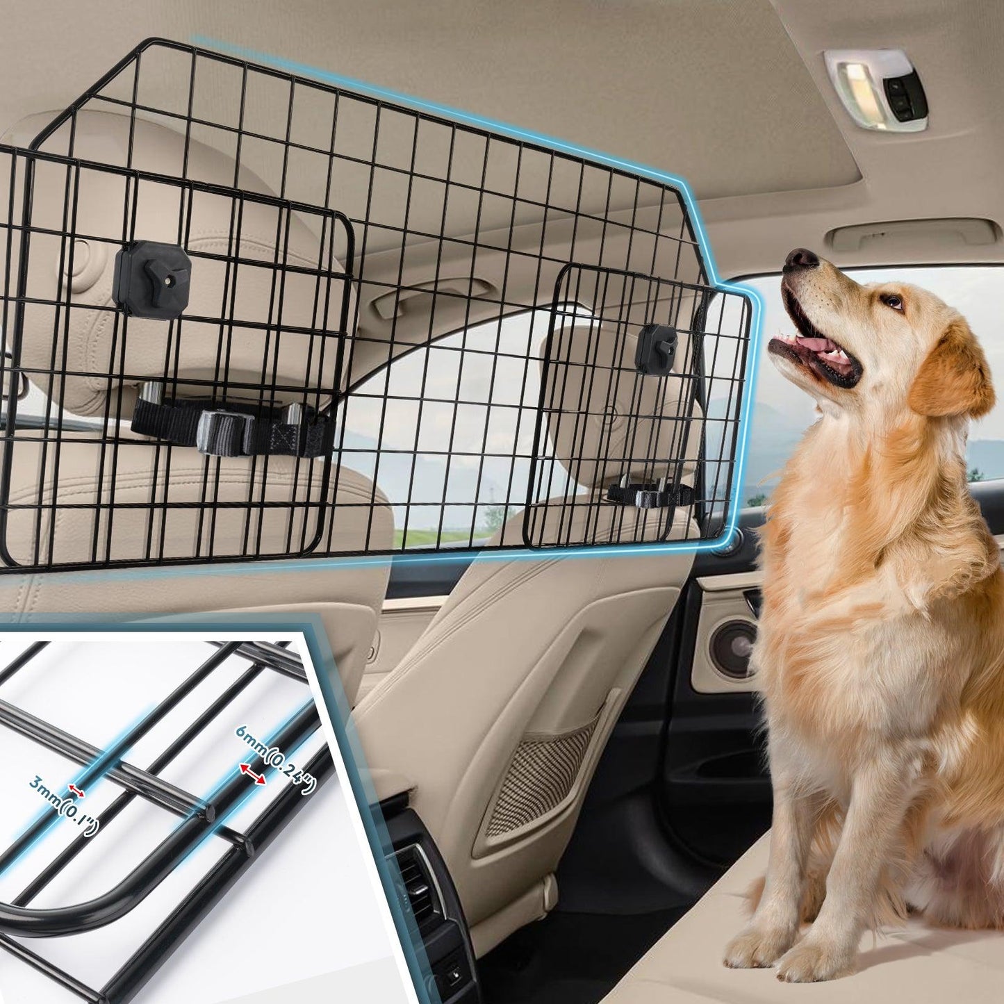 Rabbitgoo Adjustable Dog Car Barrier