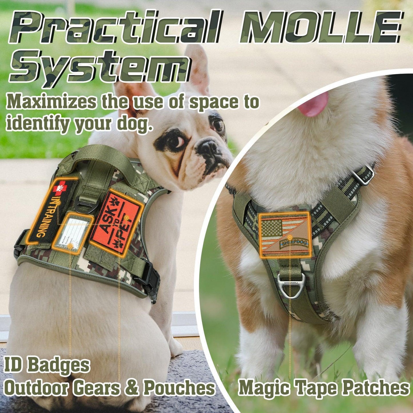 Camo Escape Proof Tactical Dog Harness