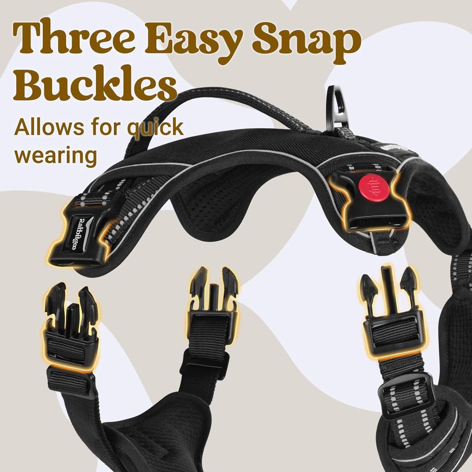 Uplift Pro Adjustable Dog Harness with Neck Buckle-5 #Black