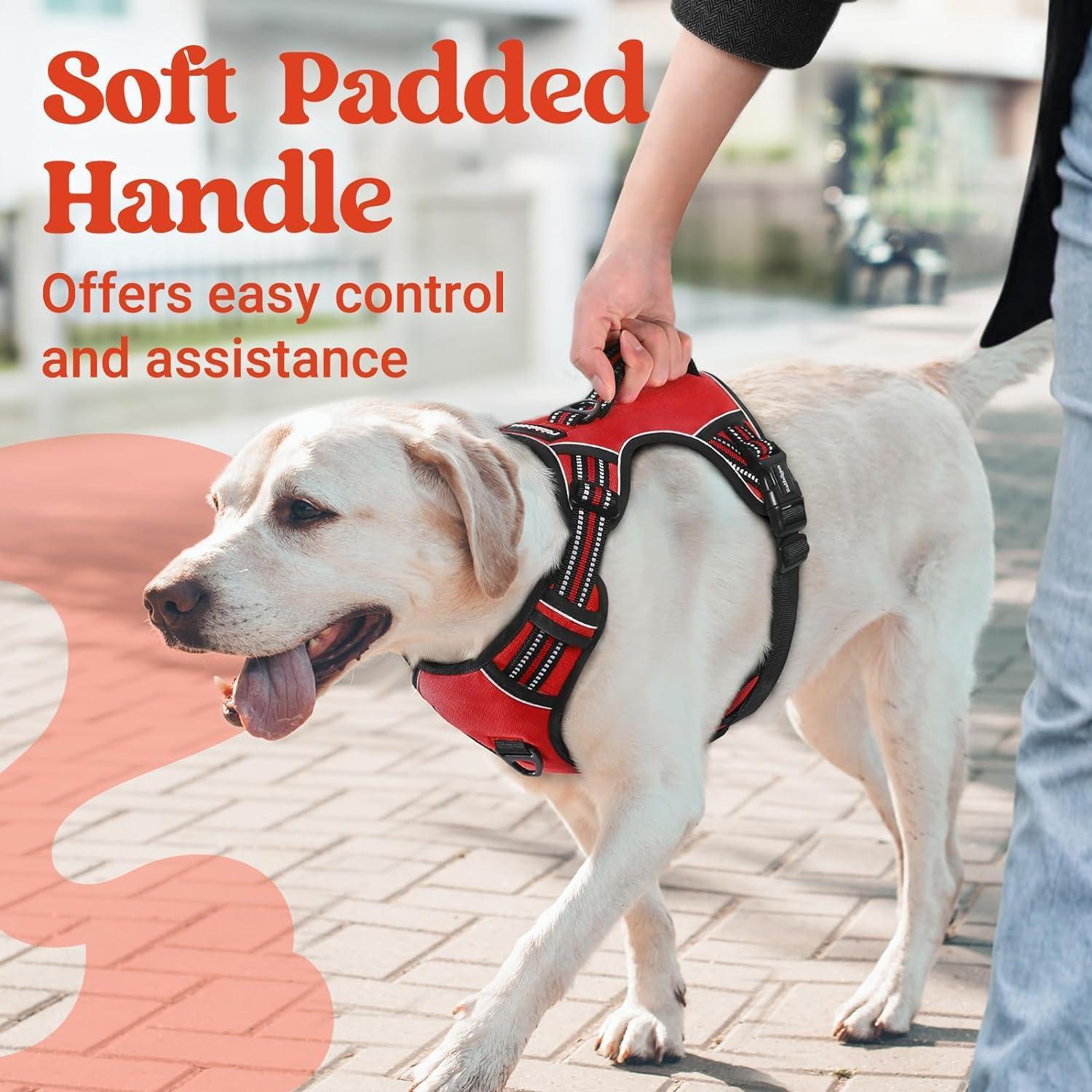 Uplift Pro Adjustable Dog Harness with Neck Buckle-3 #Red