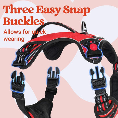 Uplift Pro Adjustable Dog Harness with Neck Buckle-6 #Red