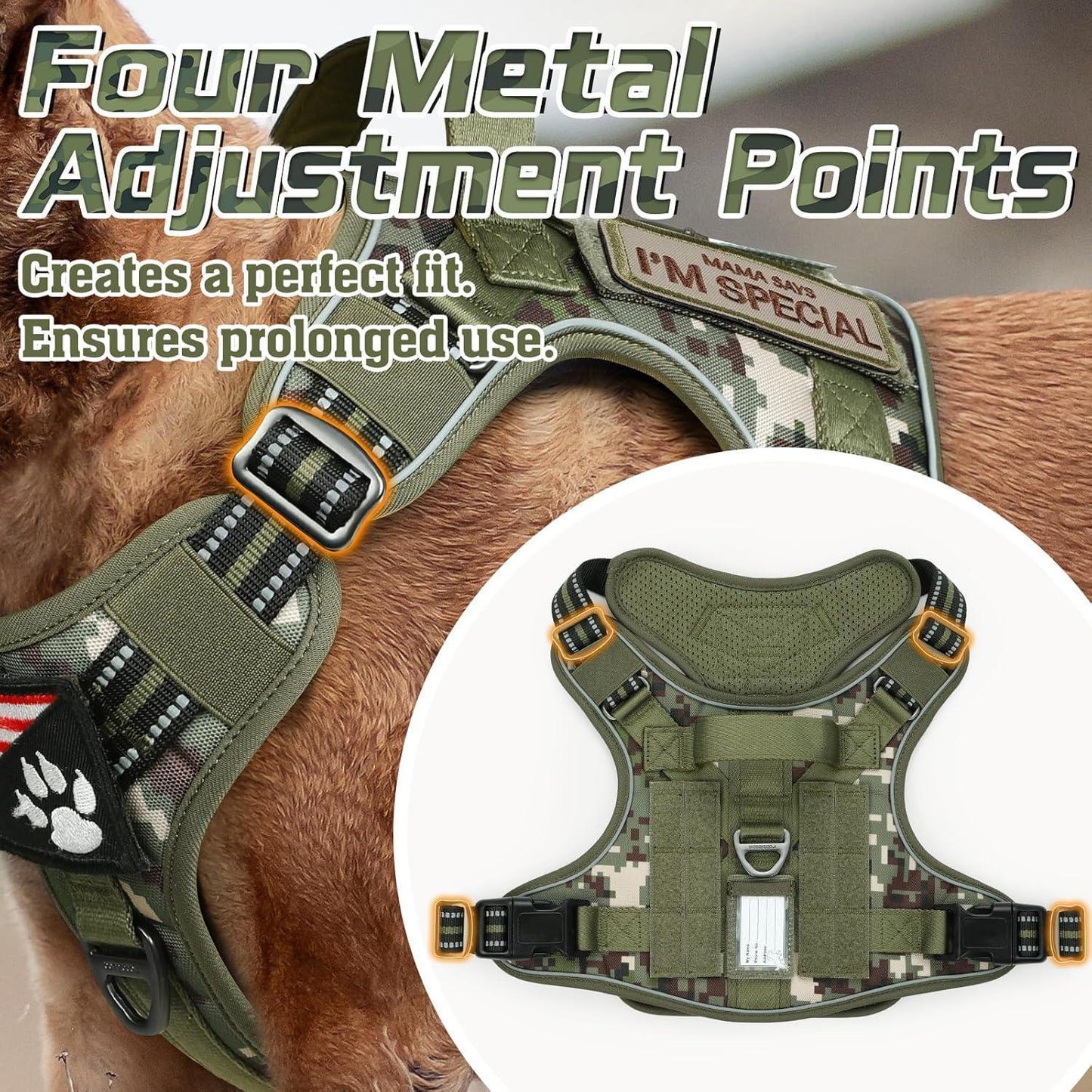 Camo Escape Proof Tactical Dog Harness