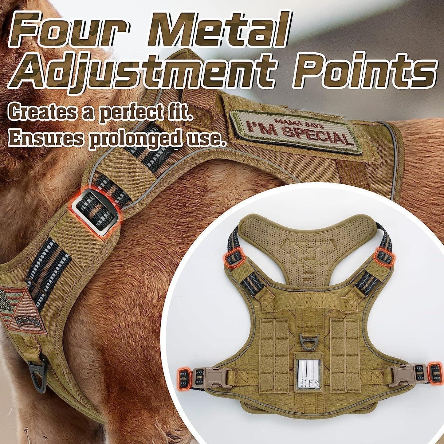 Solid Escape Proof Tactical Dog Vest Harness
