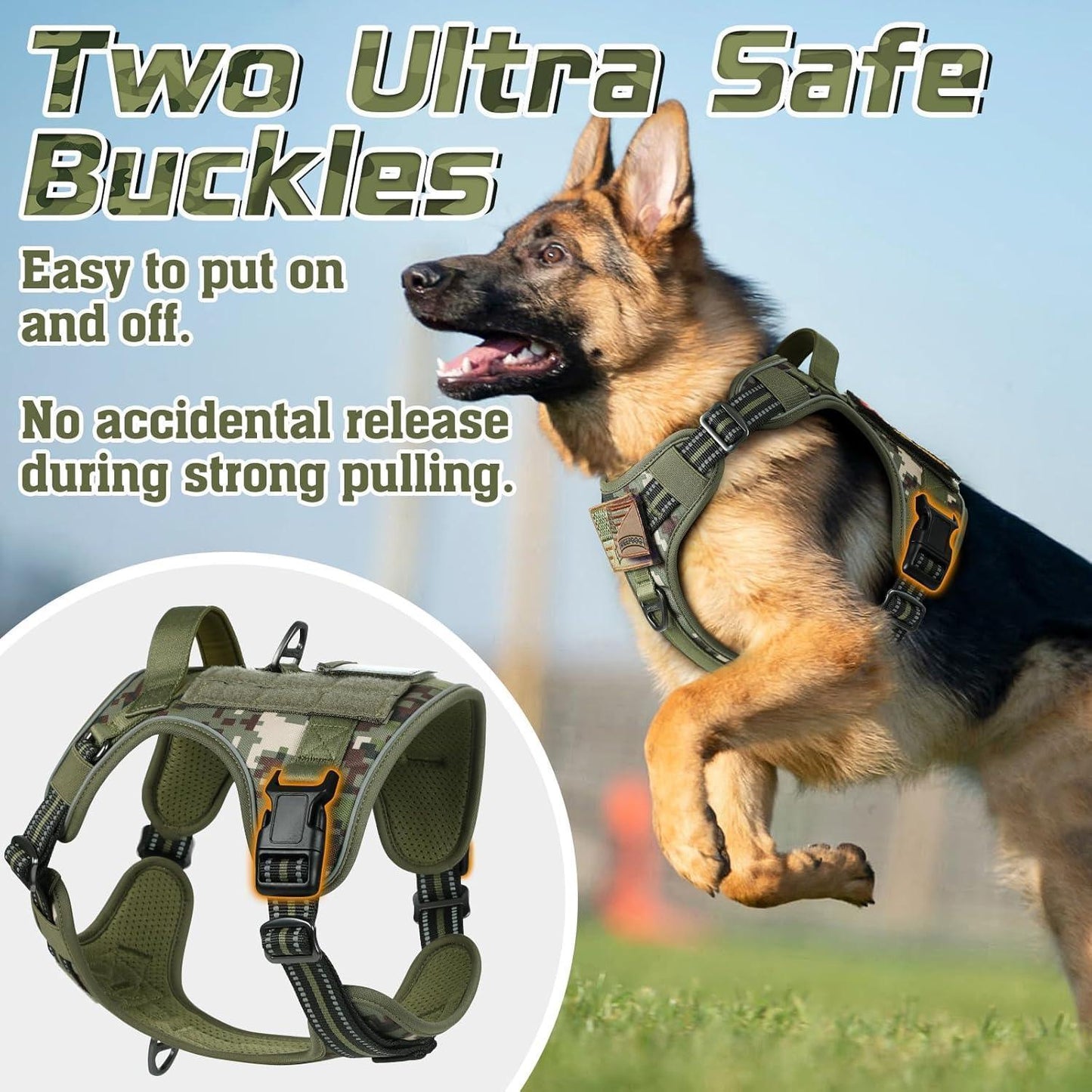 Camo Escape Proof Tactical Dog Harness