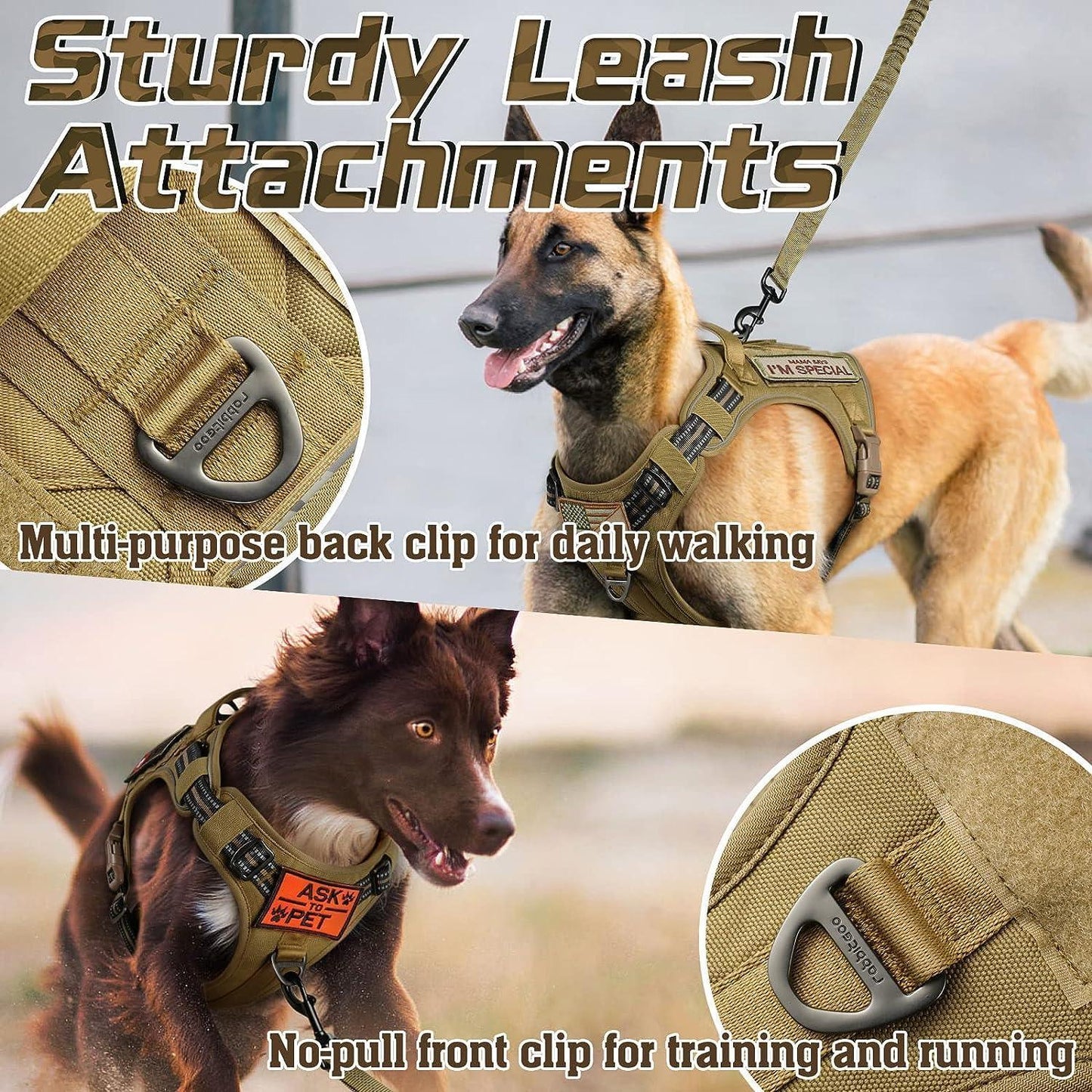 Solid Escape Proof Tactical Dog Vest Harness