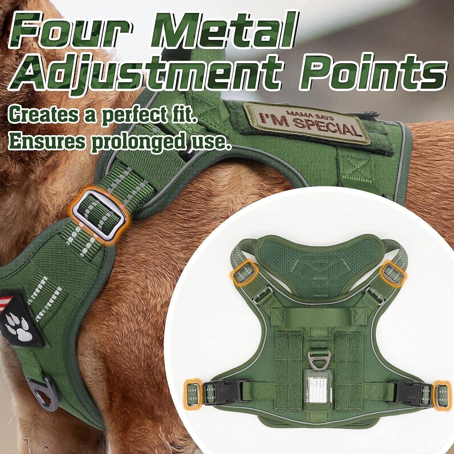 Solid Escape Proof Tactical Dog Vest Harness