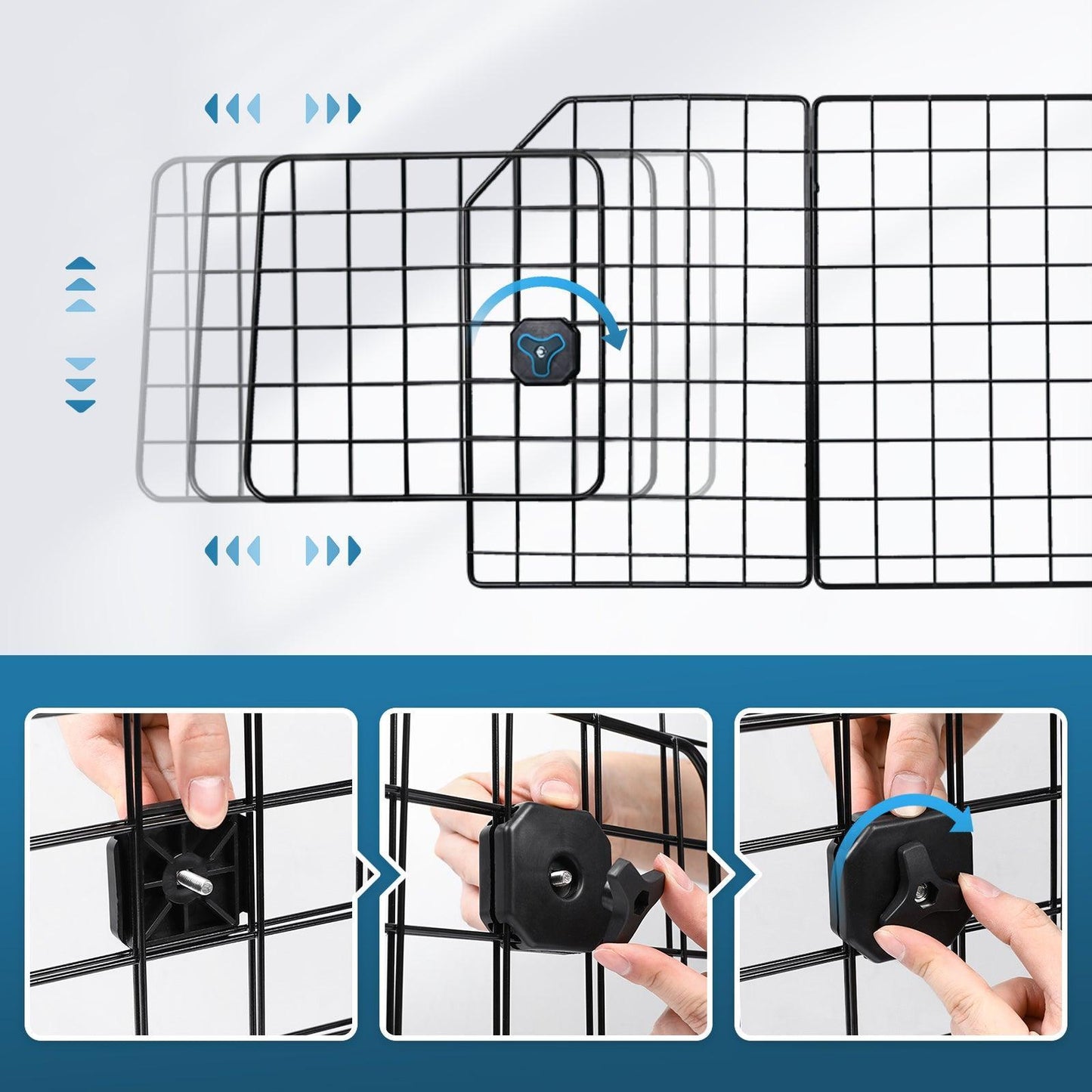 Rabbitgoo Triple Folding Adjustable Dog Car Barrier