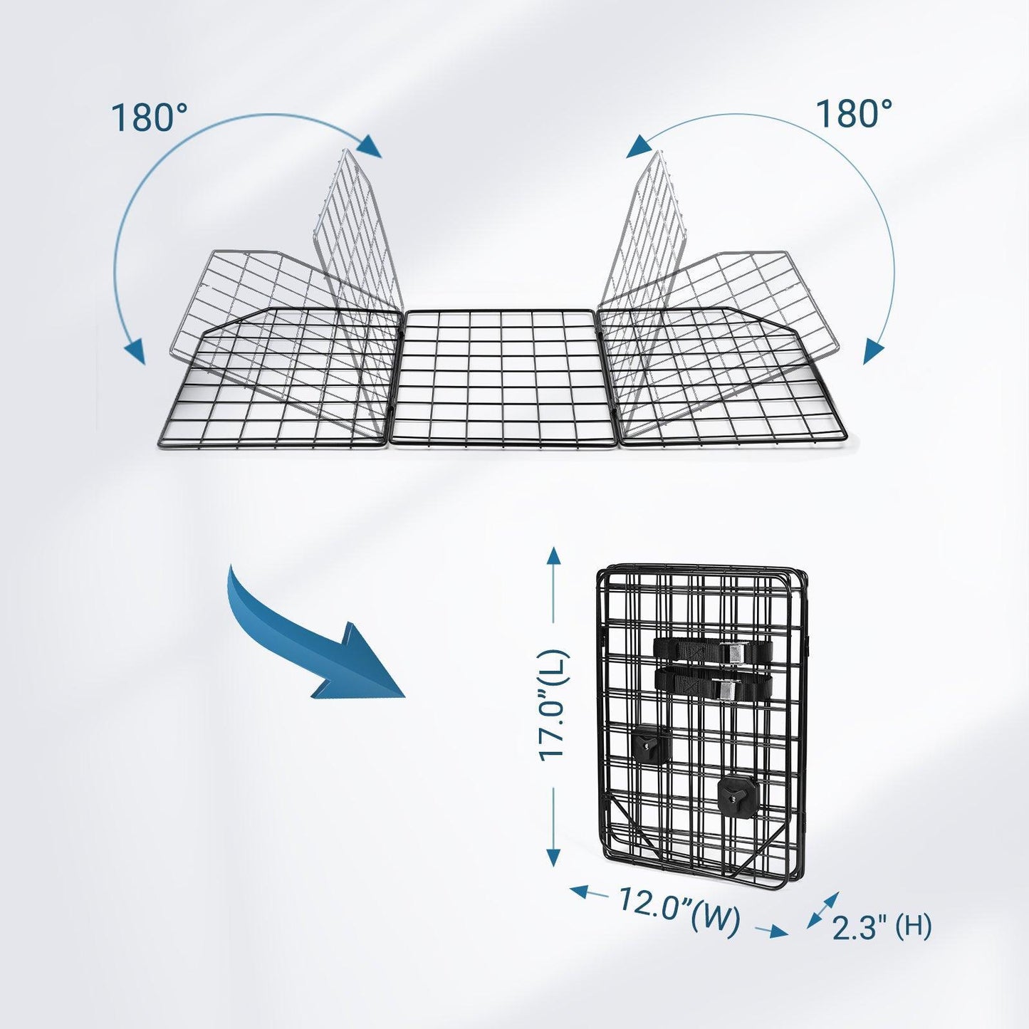 Rabbitgoo Triple Folding Adjustable Dog Car Barrier