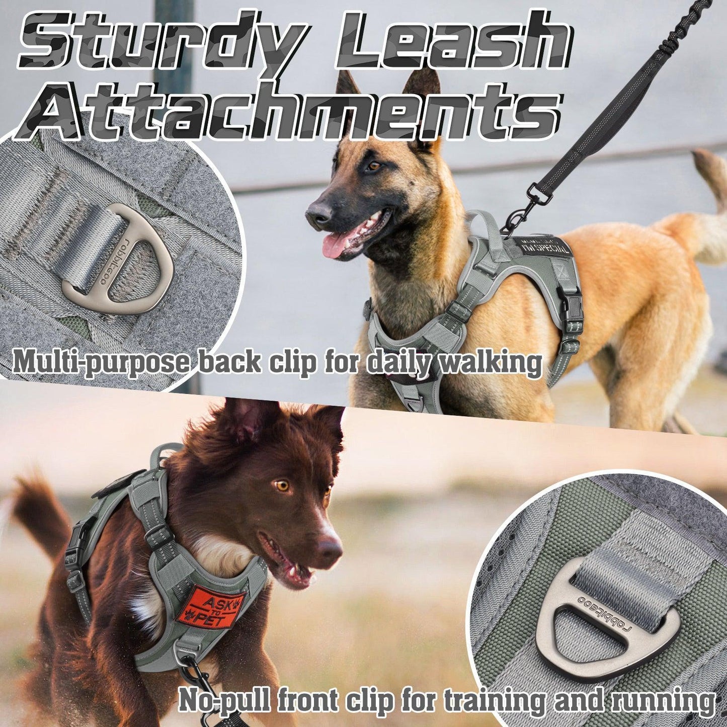 Solid Escape Proof Tactical Dog Vest Harness