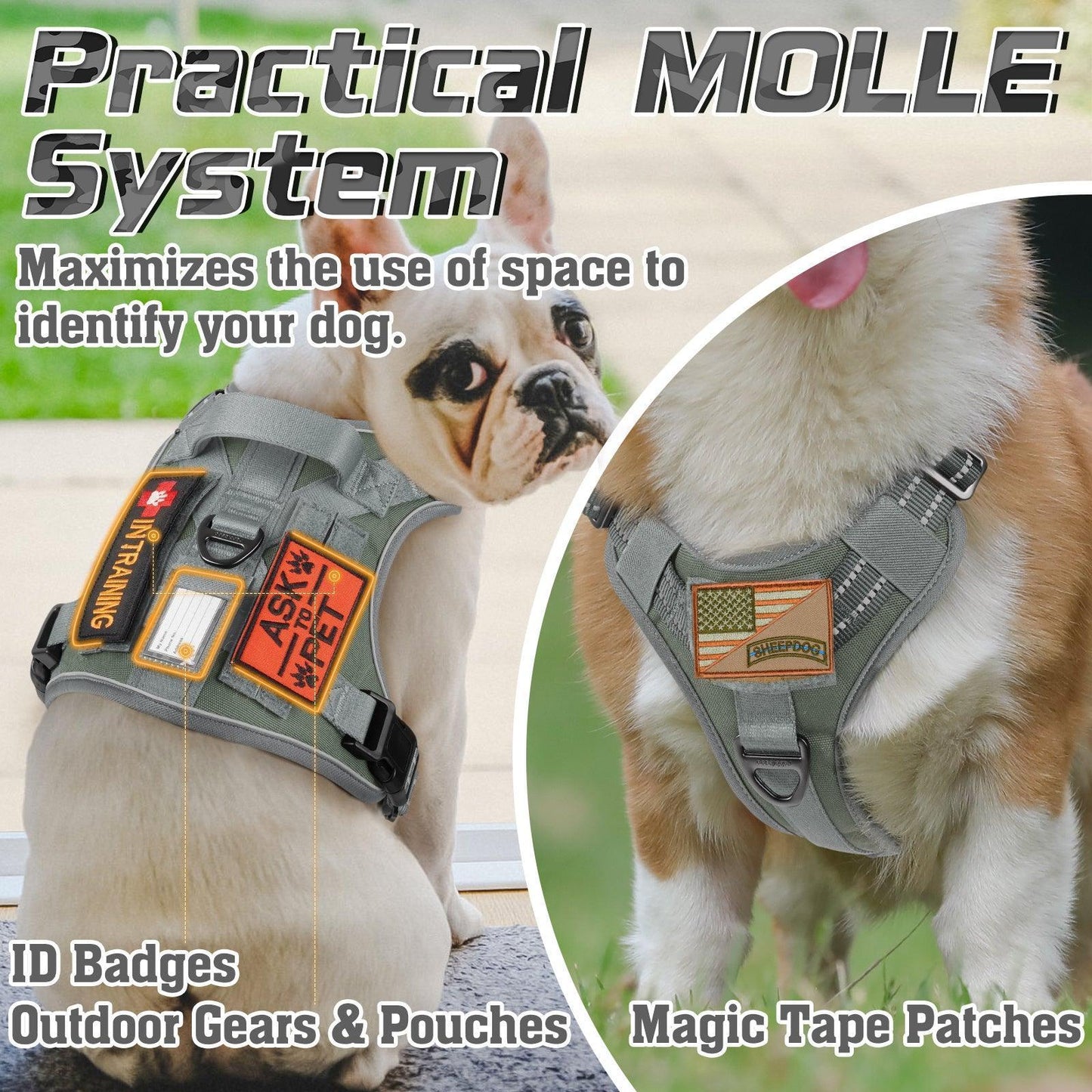 Solid Escape Proof Tactical Dog Vest Harness