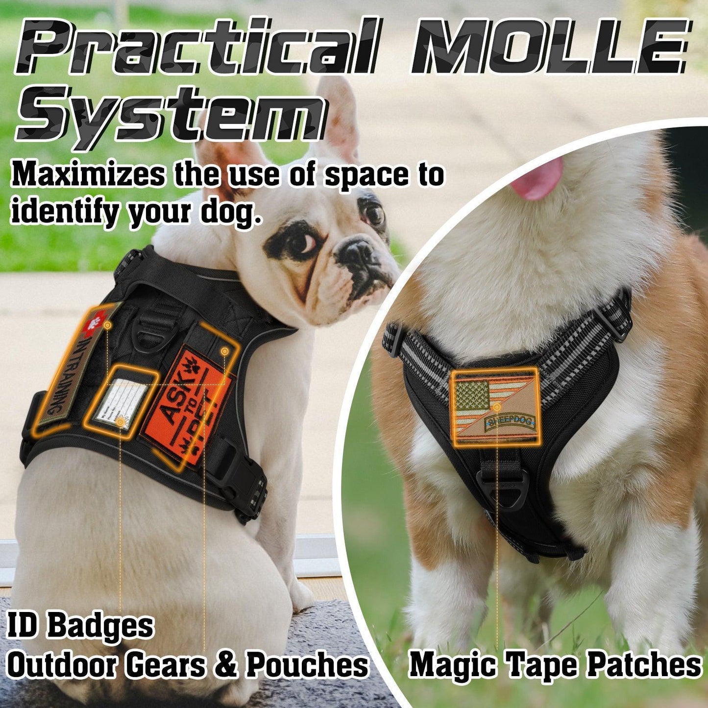 Solid Escape Proof Tactical Dog Vest Harness