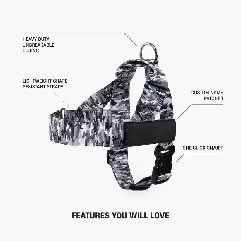 Puppioo Classic No Pull Harness #grey camo