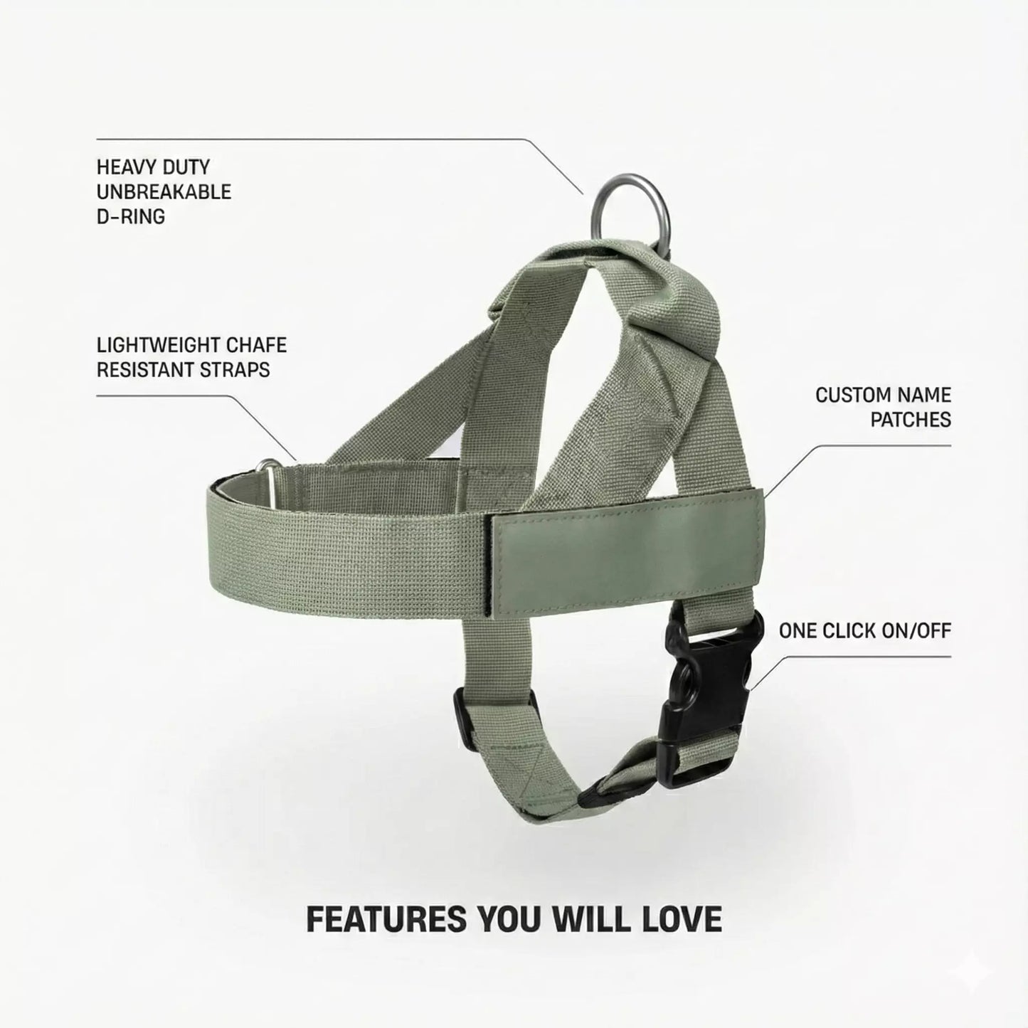 Puppioo Classic No Pull Harness #khaki